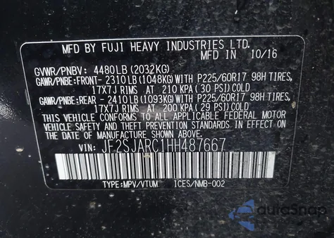 2017 Subaru Forester 2.5I Limited z USA, uszkodzony, nr VIN JF2SJARC1HH487667